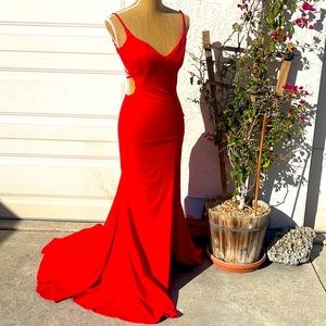B.Darlin Red Long Tail Dress